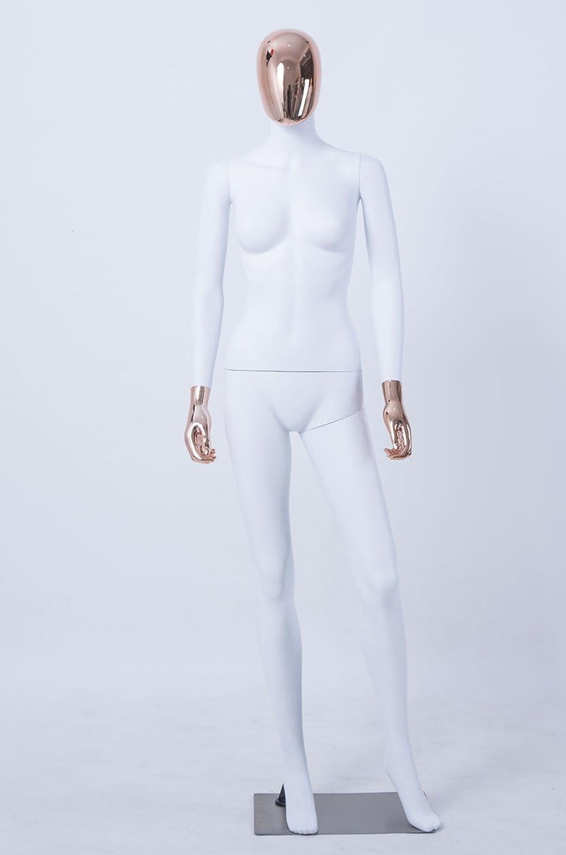 Eurohandisplay schöne abstrakte weiss Matt lackierte Schaufensterpuppe DF7-6D Galvanik Kopf und Händ