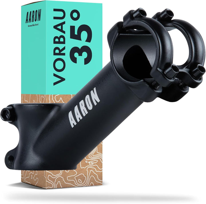 AARON Stem Fahrrad Lenkervorbau, Aluminium Fahrradvorbau mit 35° Winkel für ergonomische Sitzhaltung