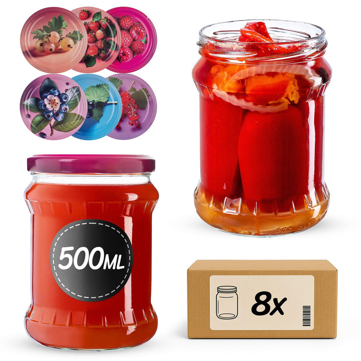 KADAX Einmachgläser 500ml TO82, Sturzgläser Mason Jar mit Schraubdeckel, Luftdichte Twist-off Gläser