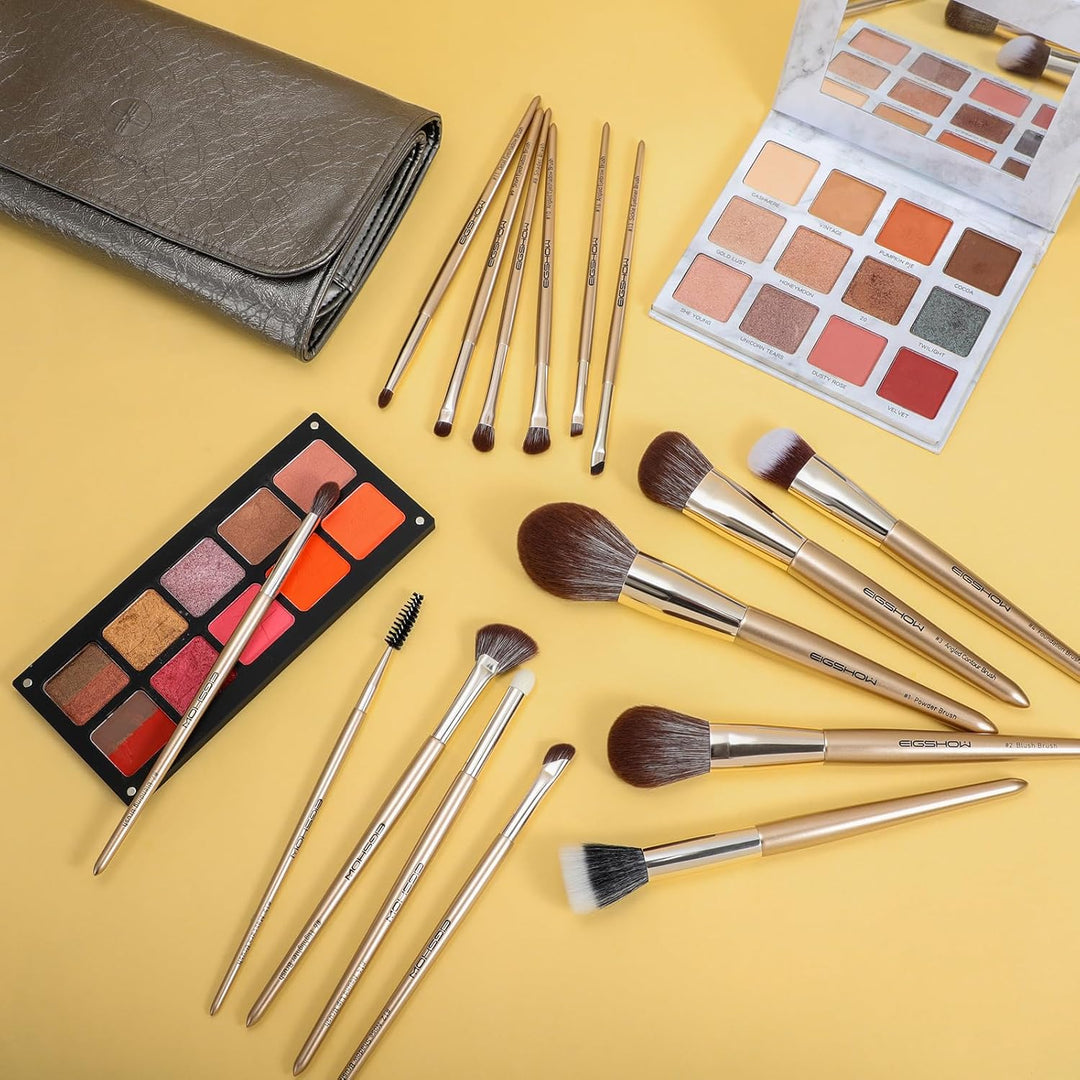 EIGSHOW 16 Stück Makeup Pinsel Set, Professionelle Makeup Pinsel, Premium Synthetik Gesicht, Augen M