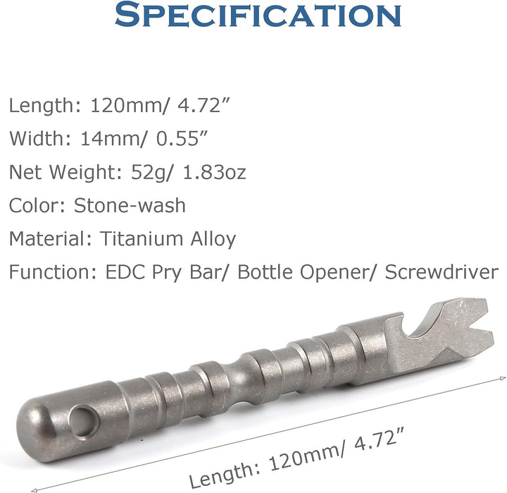 Hamans EDC Stemmeisen aus Titanlegierung, mit Flaschenöffner, Schraubendreher-Funktion, Multifunktio
