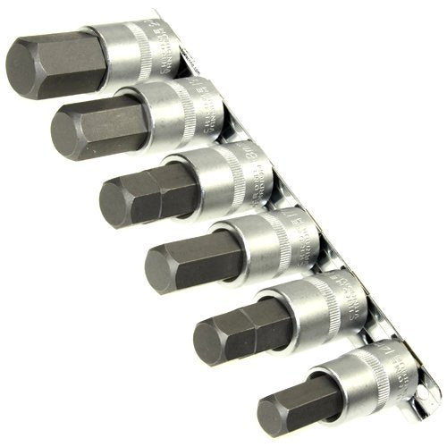 6 x Kraft Steckschlüsselsatz/Schraubendreher-Einsätze 14-22 mm Innensechskant Einsatz Stecknüsse/Ste