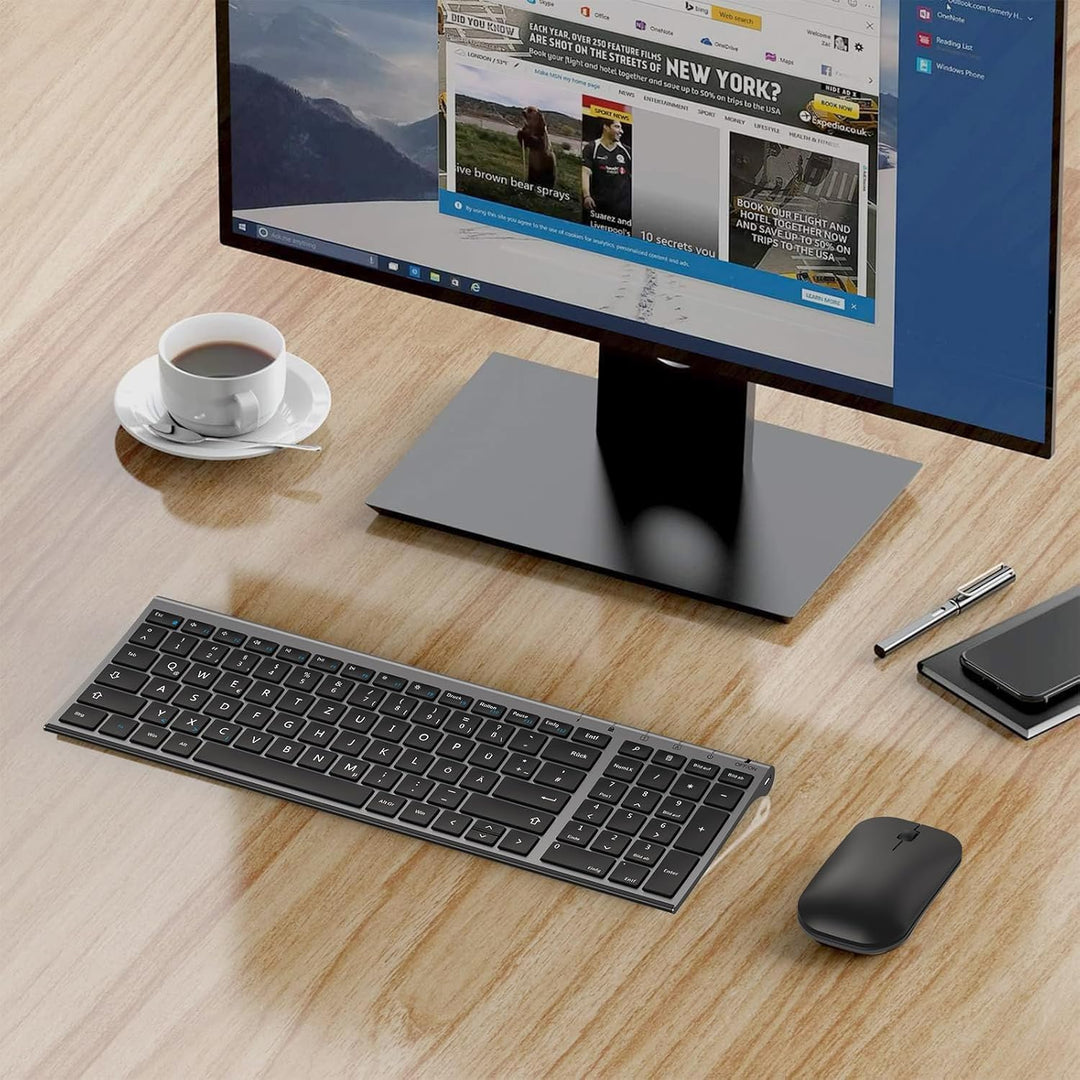 seenda Tastatur Maus Set Kabellos, Wiederaufladbare Aluminium Tastatur mit kompaktes Design, Ultradü