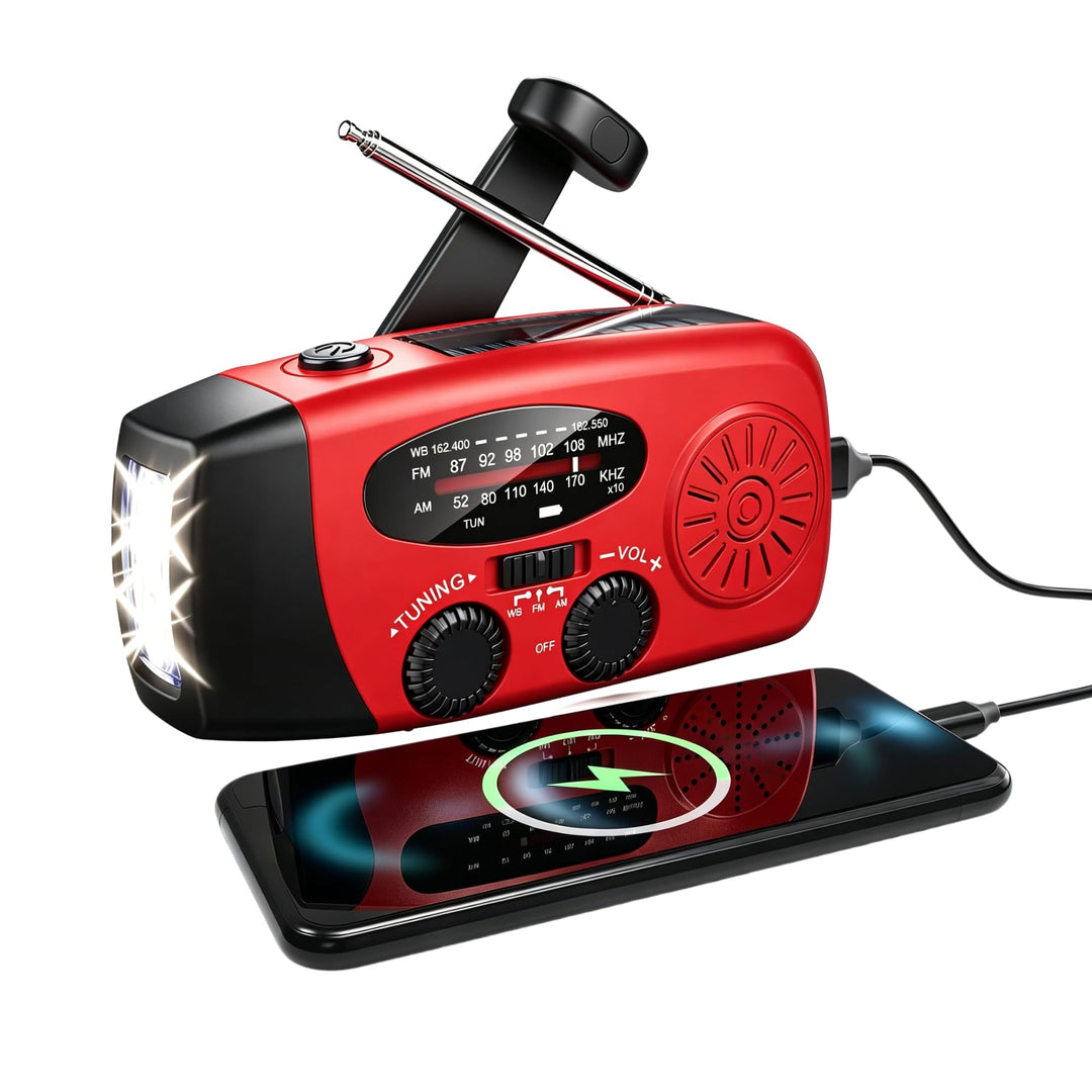 Notfall-Solarradio Solar Handkurbelradio AM/FM/NOAA Kurbelradio mit 1200mAh Akku Wiederaufladbare fü