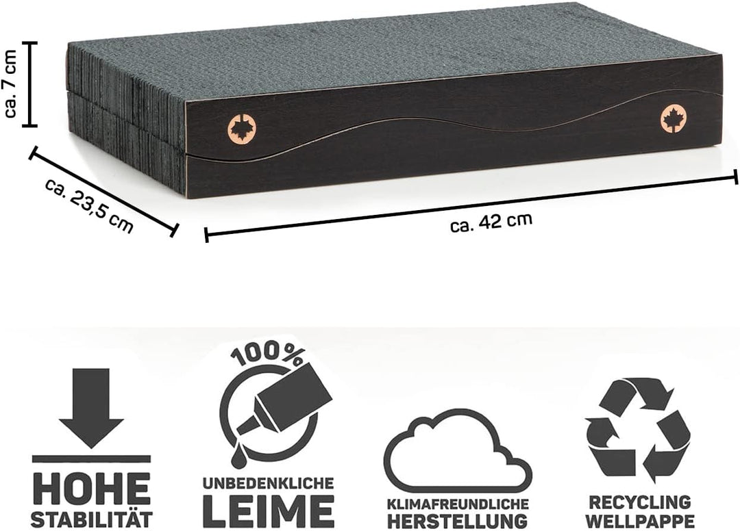 CanadianCat Company | Kratzblock aus Zwei Kratzwellen | 2 in 1 Katzen Kratzpappe | ca. 42 x 23,5 x 7