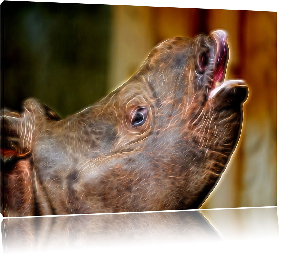 kleines Nashorn Deluxe Format: 100x70 cm auf Leinwand, XXL riesige Bilder fertig gerahmt mit Keilrah