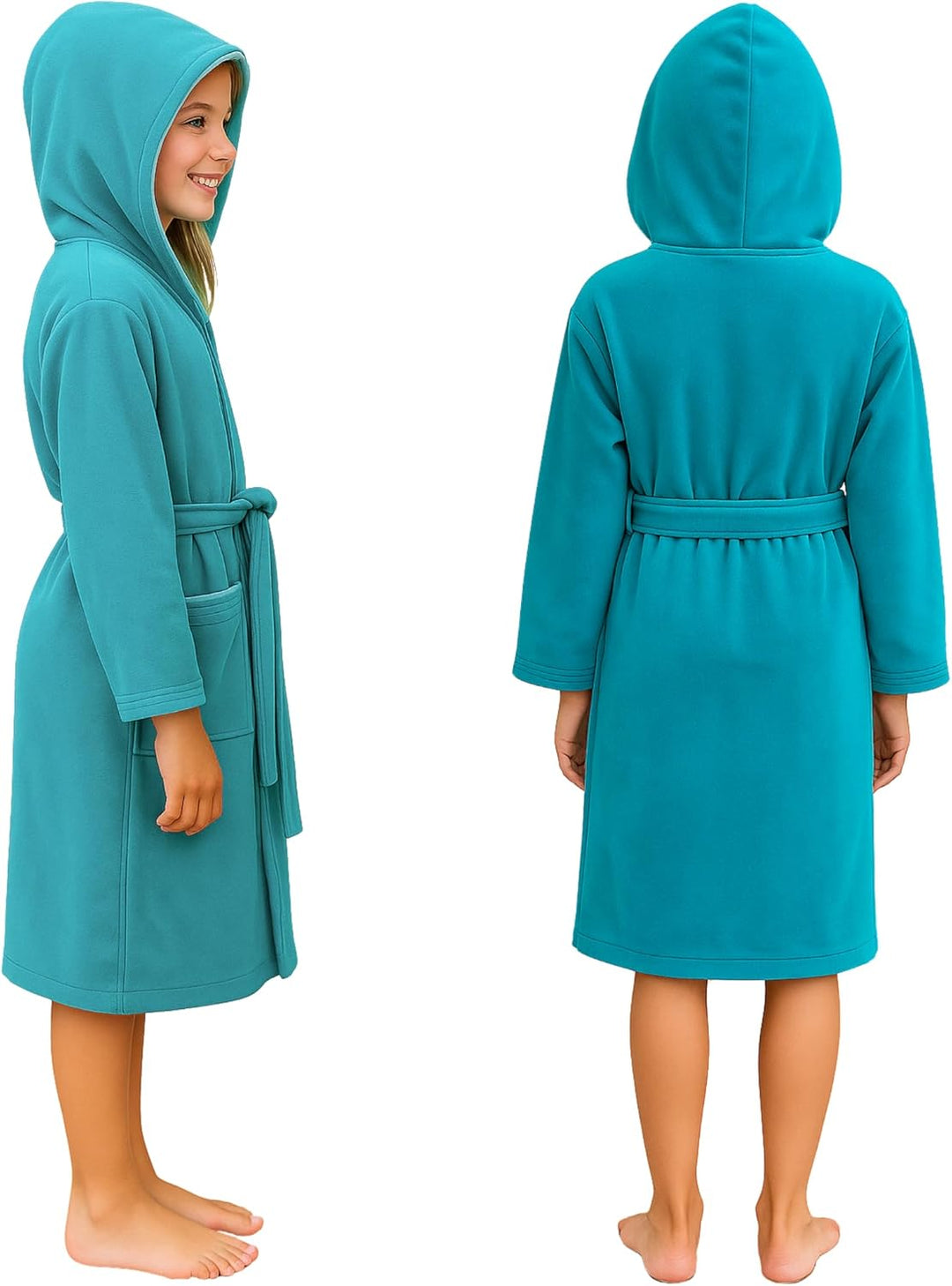 Morgenstern Bademantel Kinder & Teenager I Kapuze I 100% Baumwolle I Frottee Velours I Lang 158-164