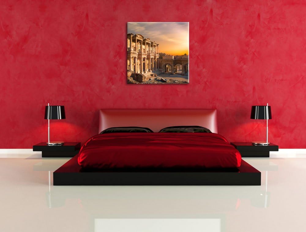 alte Tempelruine, Format: 70x70 auf Leinwand, XXL riesige Bilder fertig gerahmt mit Keilrahmen, Kuns