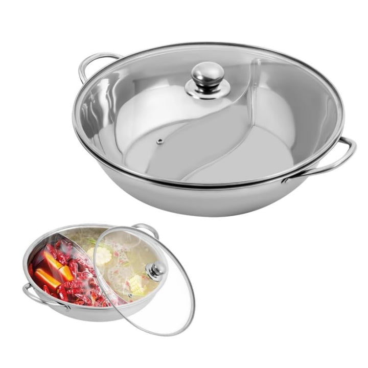 Hot Pot Herd 28×7cm Hotpot Mandarinenentopf Edelstahl Topf mit Deckel, Chinesischer Feuertopf, S-Typ