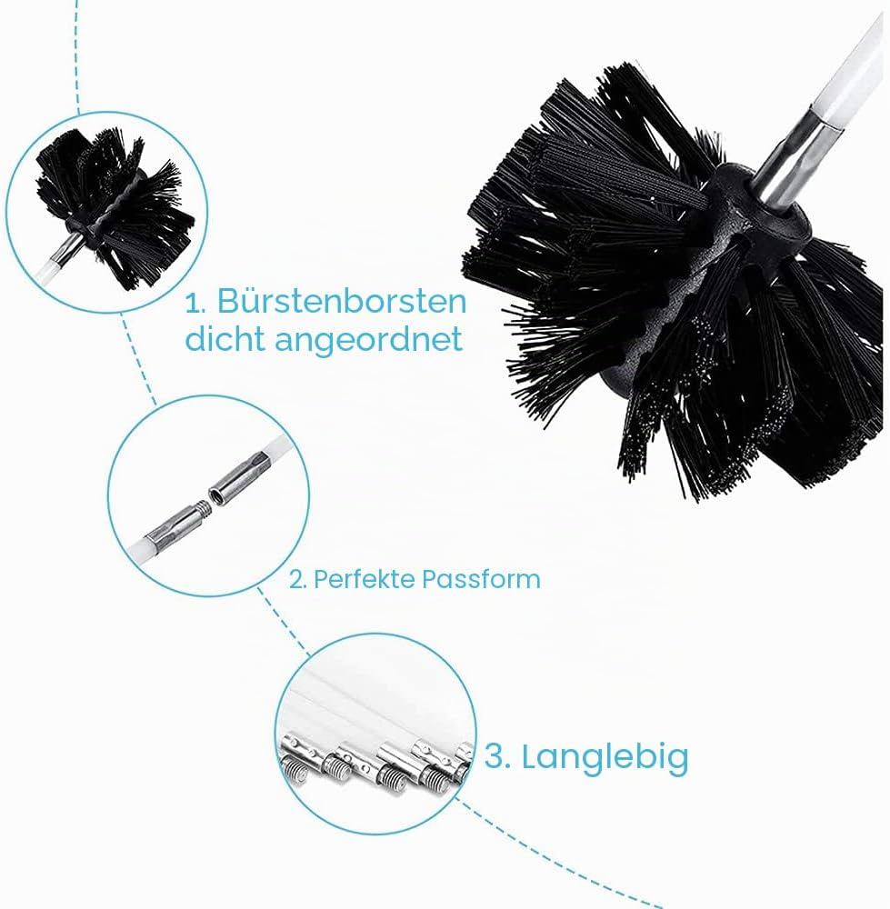 Ruolin Ofenrohrbürste Ofenbürste Kaminbürste, Kaminbürsten-Kit, Kanalentlüftungs Reinigungsset, Bürs