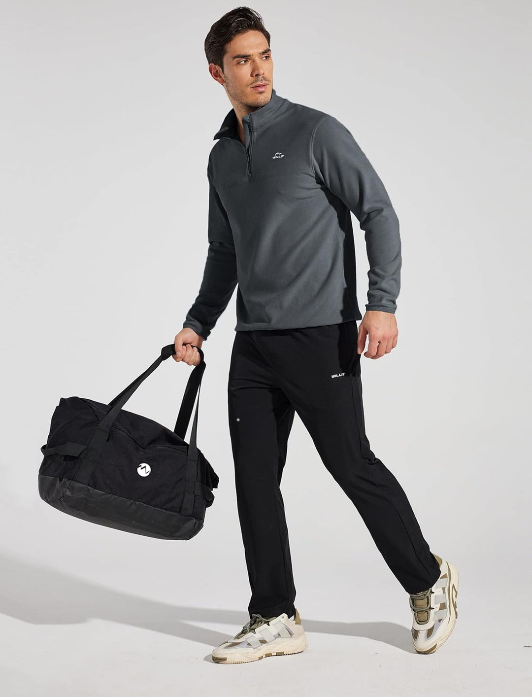 WILLIT Herren Fleece Golf Pullover Langarm Pullover Half Zip Wanderpullover Atmungsaktiv Thermo Swea