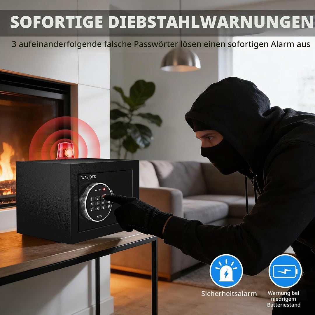 WASJOYE Mini Safe Tresor MöBeltresor Klein,Mini Tresor mit Schlüssel,Tresor Kinder mit Zahlenschloss
