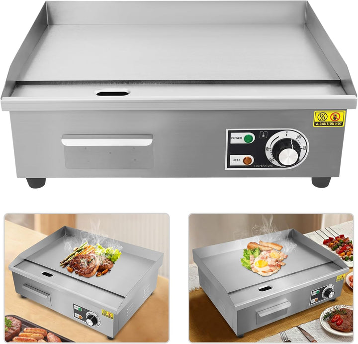 3000W Kommerzieller Elektrogrill, halbflacher Arbeitsplattengrill, Edelstahl-Restaurantgrill 22 "Ele