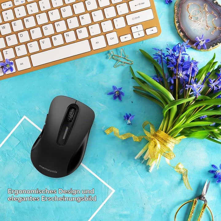 memzuoix Kabellose Maus 2.4GHz, Tragbare Optische Wireless Maus 1400 DPI mit Mini-USB-Empfänger, 5 T