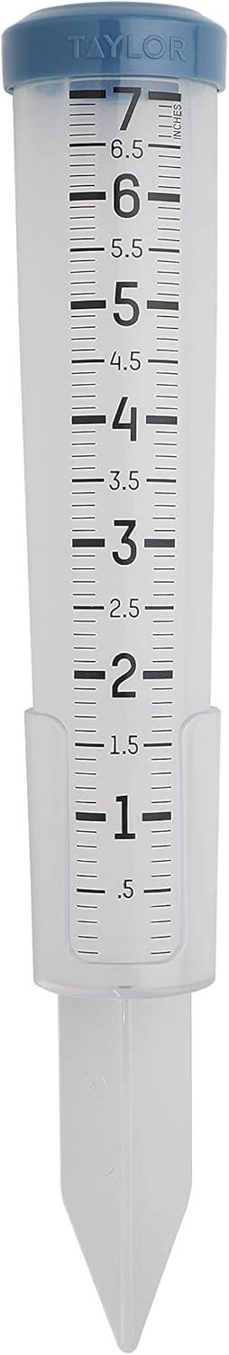 Taylor 17,8 cm Kapazität, leicht zu lesen, bruchsicher, Flexibles Silikon-Regenmesser, Pfostenhalter