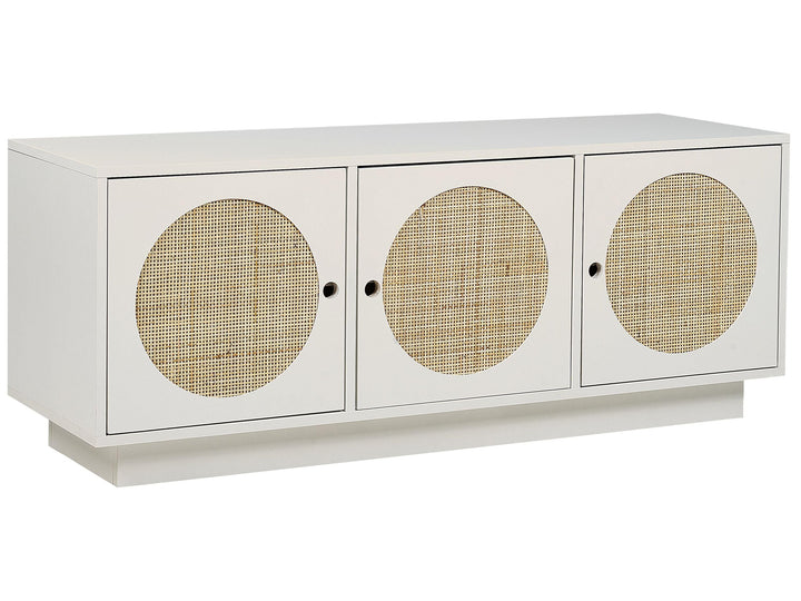 Sideboard Rattan weiss / beige 3 Türen 120 x 40 x 40 cm moderne Kommode Uyuni