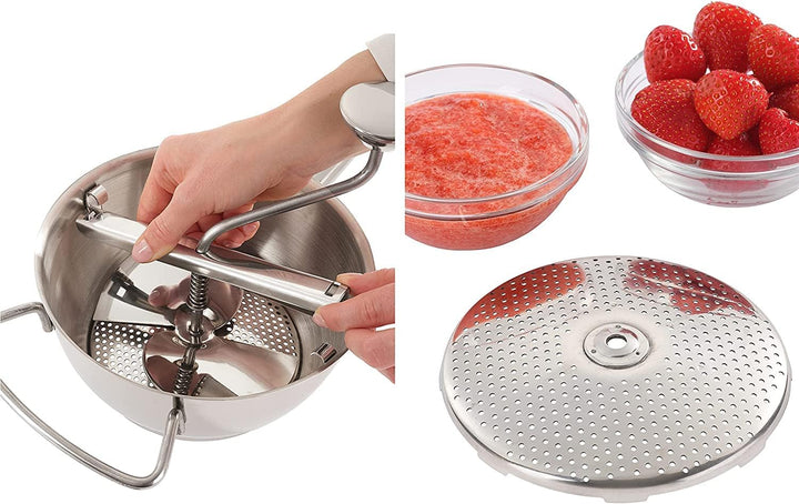 Leifheit Passiermühle Ø 20 cm ProLine-Serie inkl. 3 Einsätzen, aus hochwertigem Edelstahl zum Passie