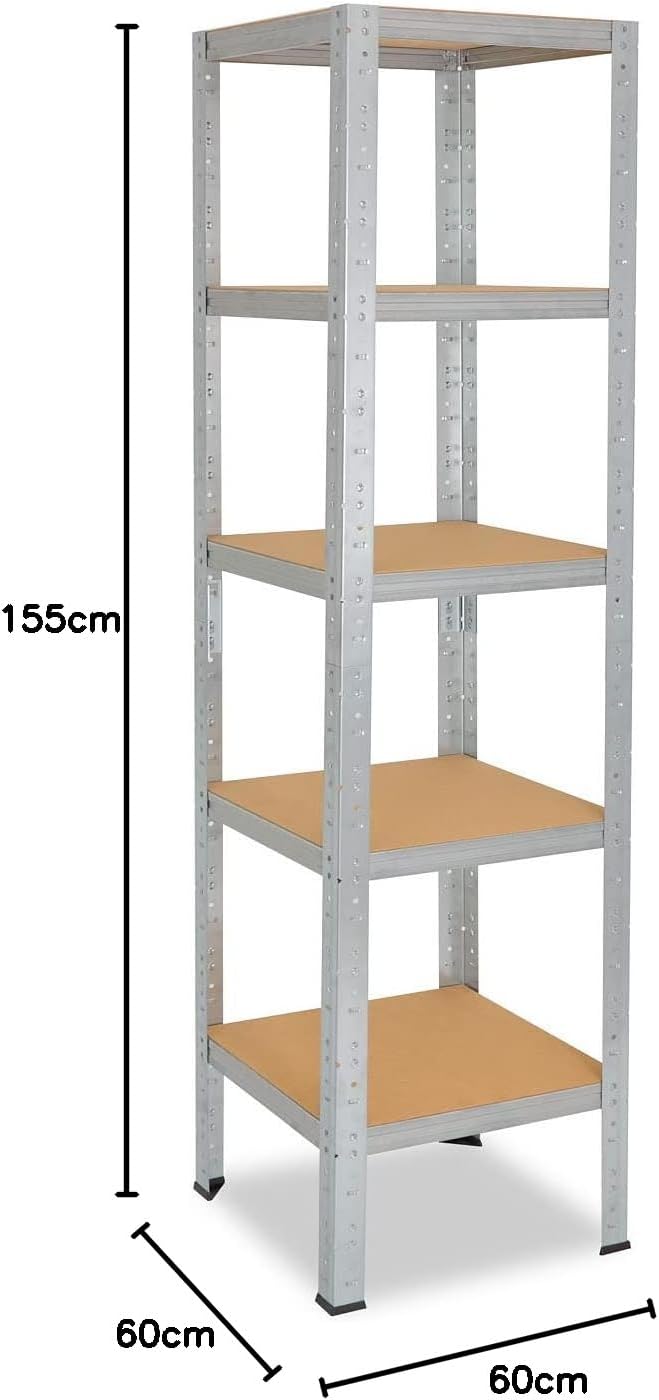 shelfplaza® 155x60x60cm Home Schwerlastregal verzinkt/Metallregal mit 5 Böden/Kellerregal Metall, Ga