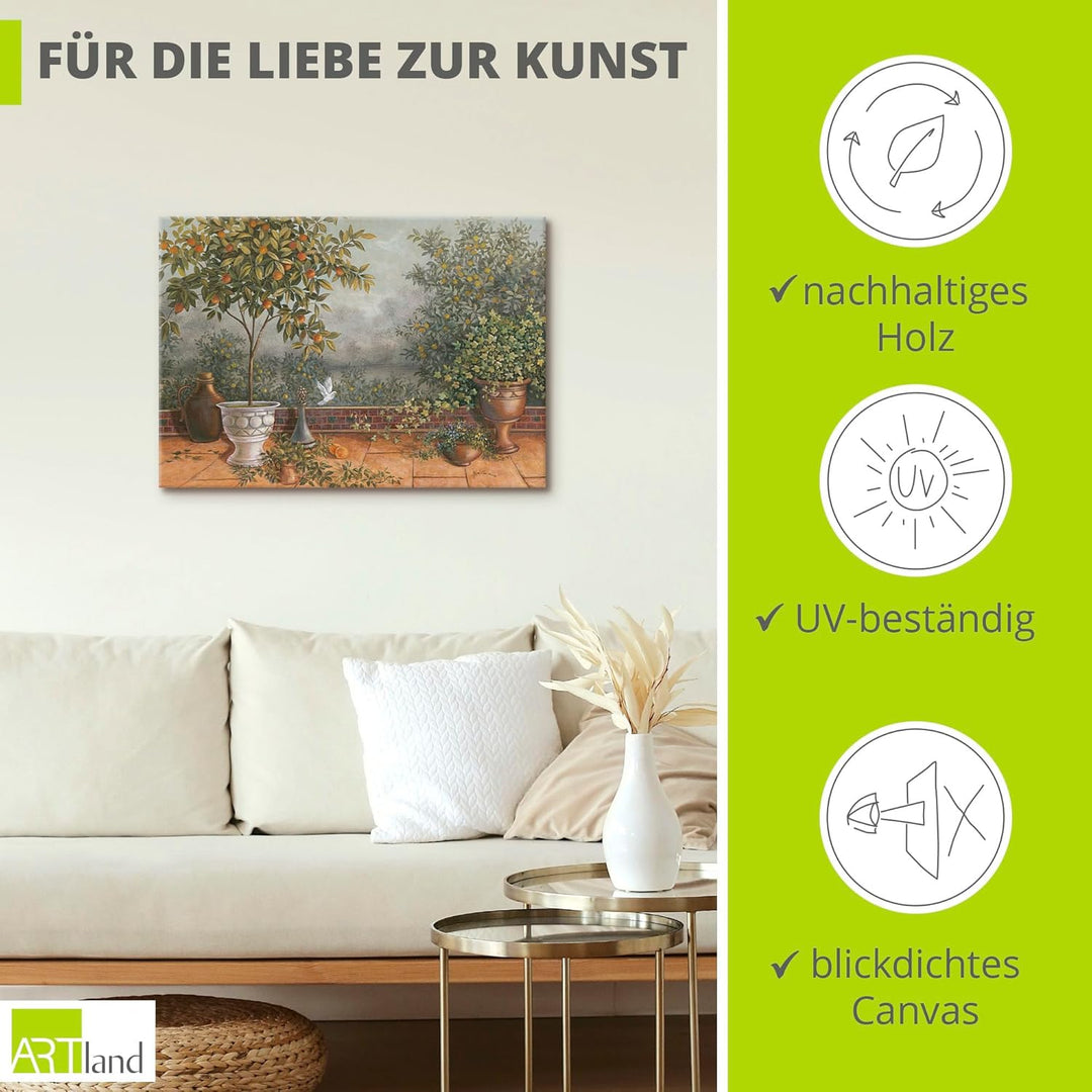 Artland Leinwandbild Wandbild Bild auf Leinwand 100 x 70 cm Landschaften Garten Malerei Grün A5ZJ Ga