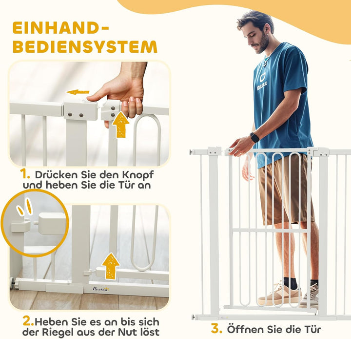 PawHut Treppenschutzgitter 94cm Türschutzgitter Absperrgitter ohne Bohren 76-104 cm Schutzgitter aus