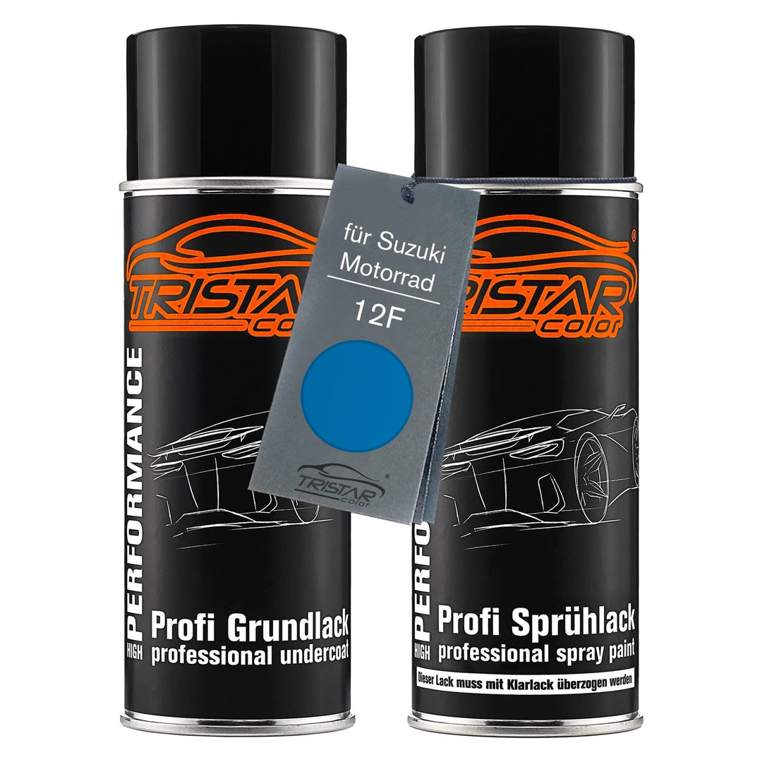 TRISTARcolor Motorradlack Spraydosen Set für Suzuki Motorrad 12F Blue Perl Grundlack Basislack Sprüh