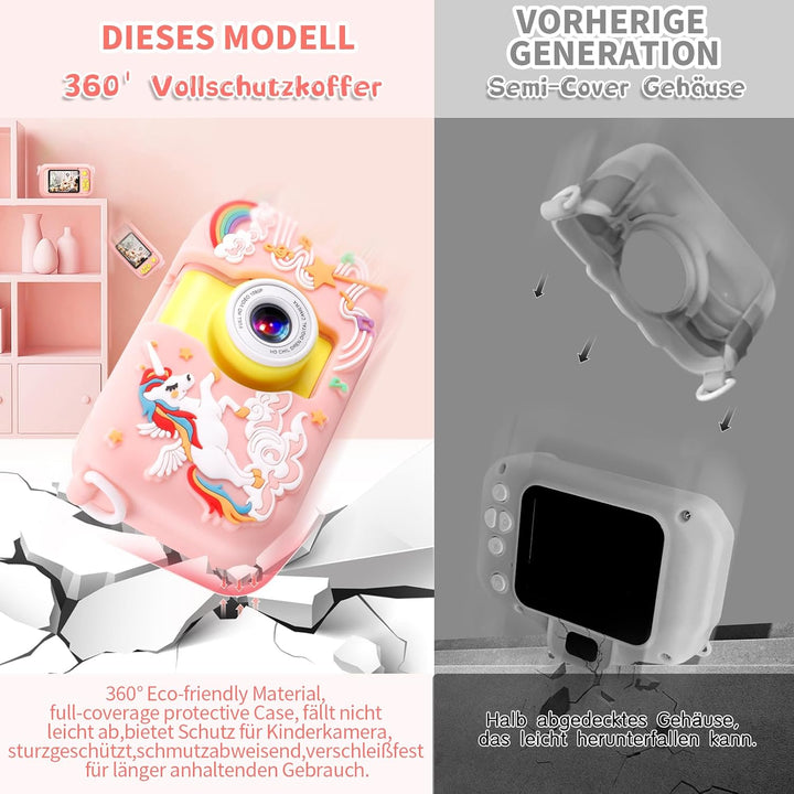 ARNSSIEN Digitalkamera für Kinder Kamera,2,4" IPS Kinderkamera mit 180°Flip | 1080P videokamera &amp; Se