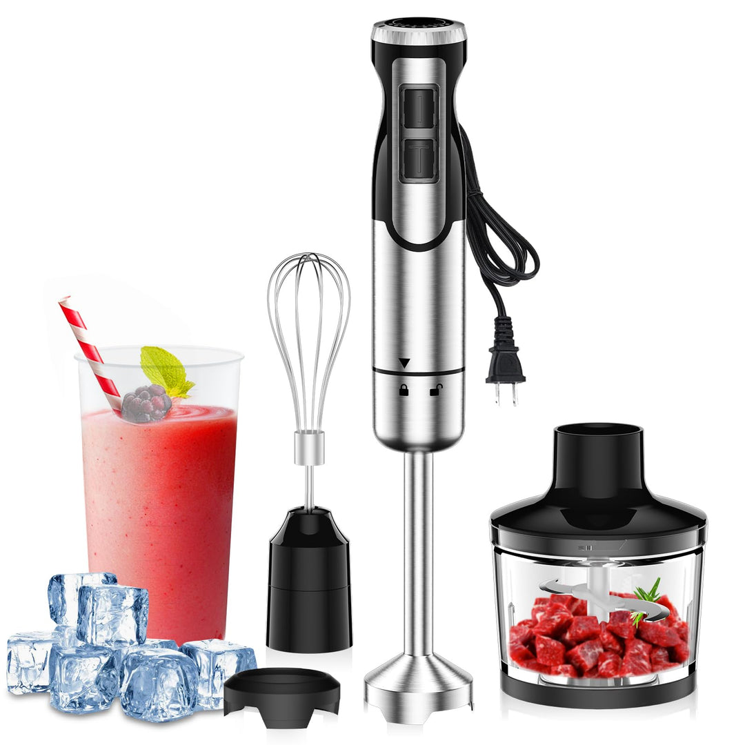 1800 W 4-in-1-Stabmixer für Suppen Babynahrung Smoothies Küche | inklusive Schneebesen Zerkleinerer