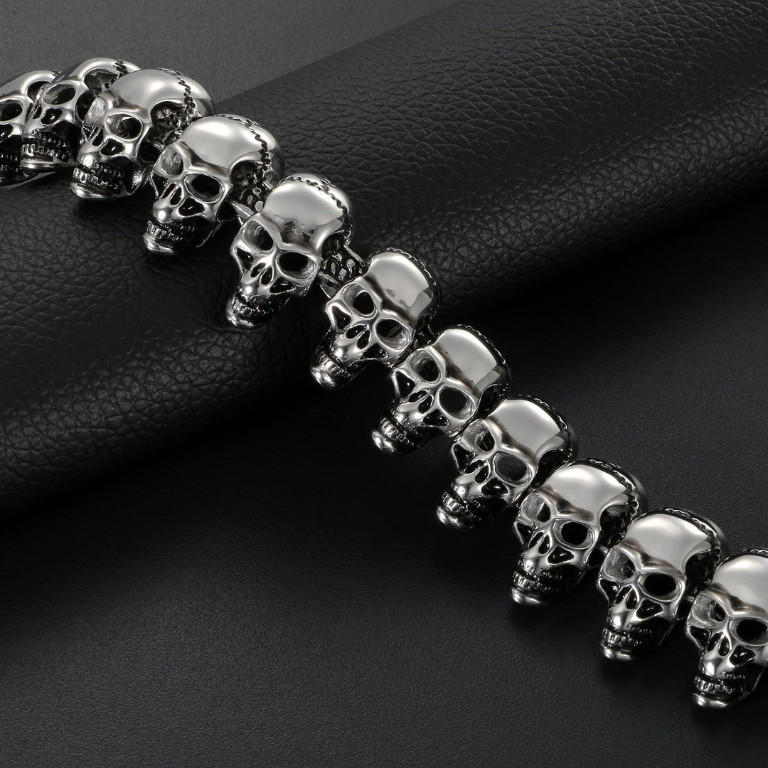OIDEA Herren Armband Edestahl Schädel: Totenkopf Schwer Armkette Punk Gothic Herrenarmband Skull Bik