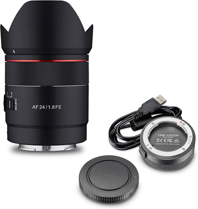 Samyang AF 24mm F1,8 FE + Lens-Station für Sony E-Mount Vollformat & APS-C I ultraleichtes Weitwinke