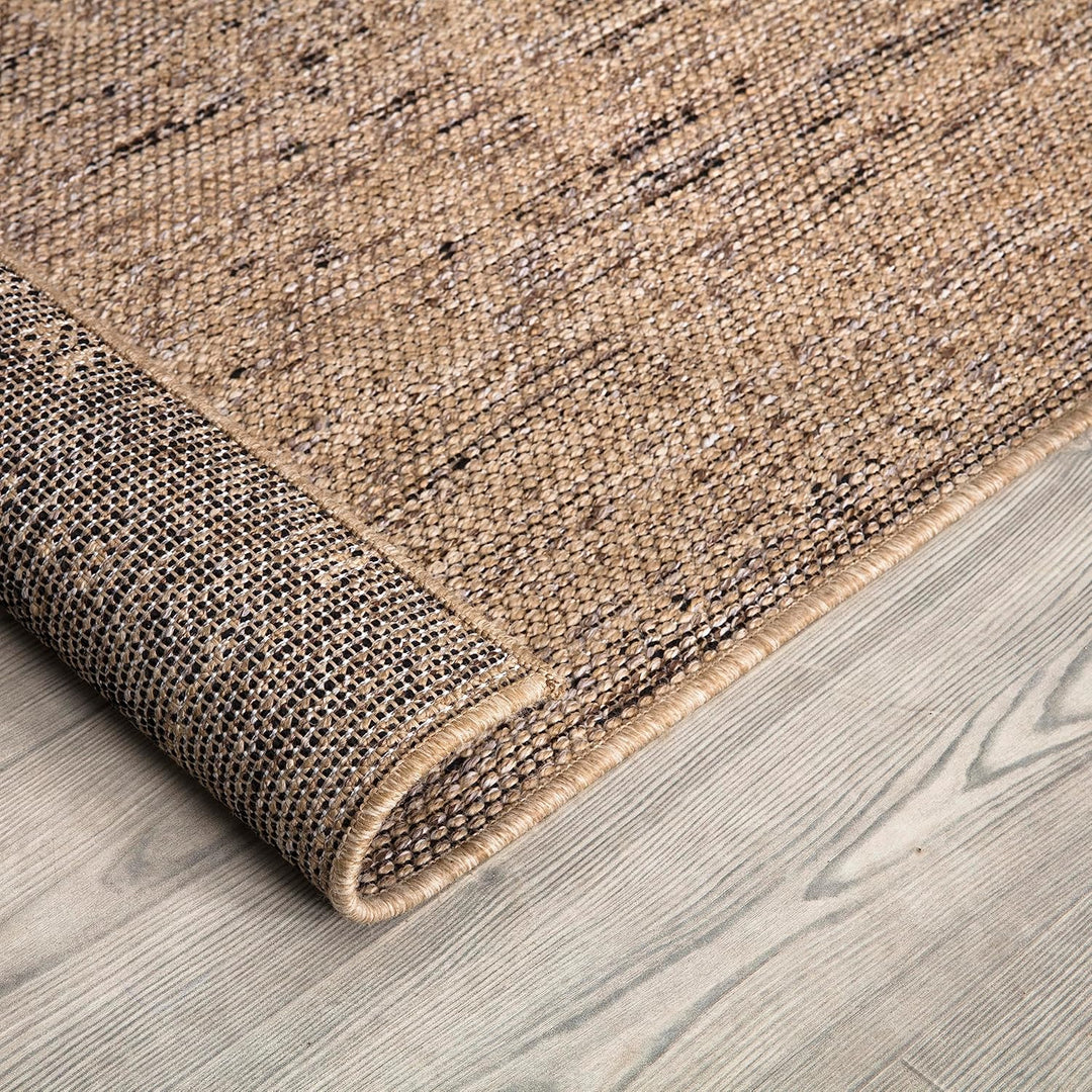 Paco Home Outdoor Teppich wetterfest & langlebig Flachgewebe in moderner Jute-Sisal-Optik in Naturtö