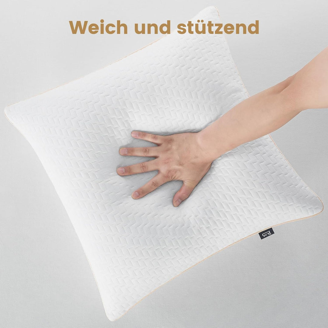 BedStory Kopfkissen 40x40 2er Set mit abziehbarem Bambusfasern Bezug, Antimilben und antibakteriell