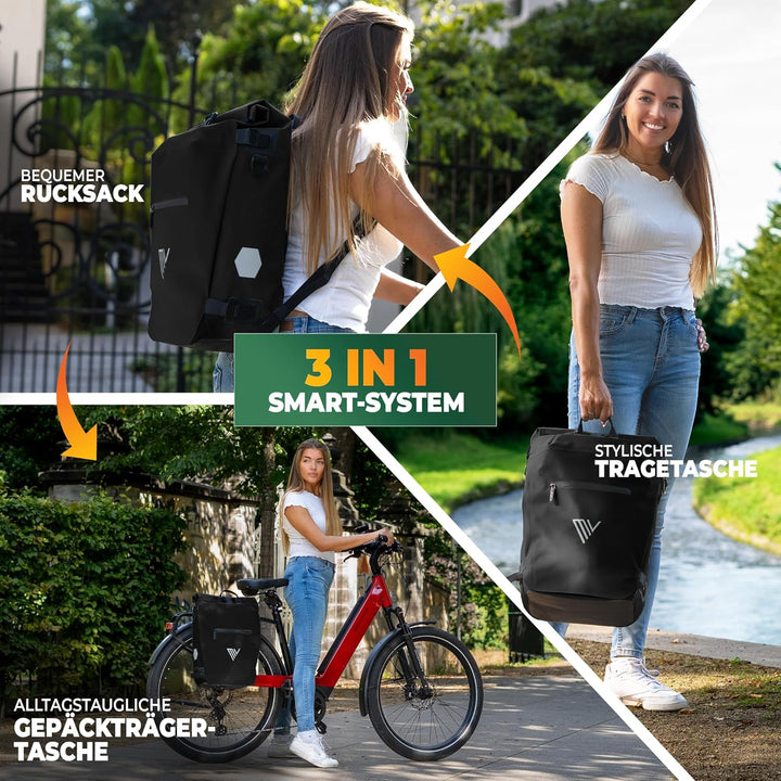 MIVELO 3in1 Fahrradtasche für Gepäckträger I Rucksack &amp; Gepäckträgertasche hinten - in 15 Sekunden u