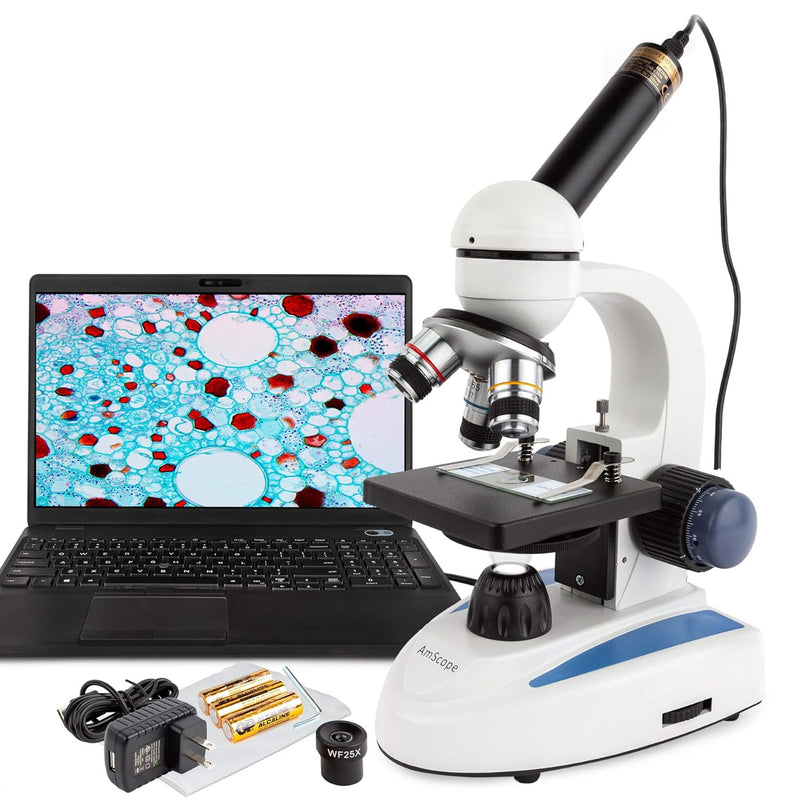 AmScope M158C-E-1 Biologie Wissenschaft Metallglas Studenten Mikroskop mit USB Digital Imager, 40X-1