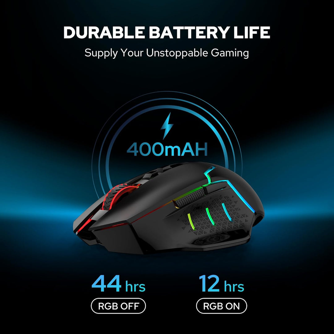 Redragon M690 3-Modus Wireless Gaming Maus 8000 DPI Kabelgebundene/Kabellose Gamer Maus mit Schnellf