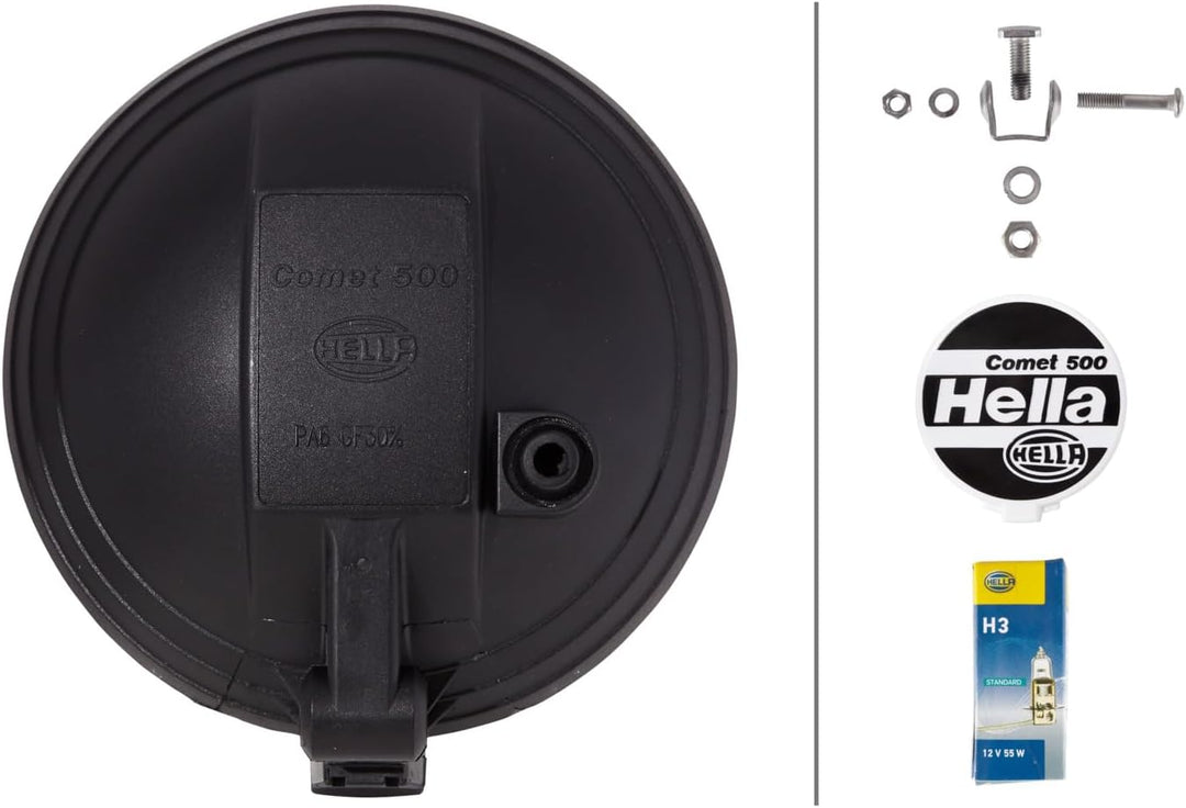 HELLA - Halogen-Fernscheinwerfer - Comet 500 - E1 44404/ECE-R8 - 12V - rund - Referenzzahl: 37.5 - g
