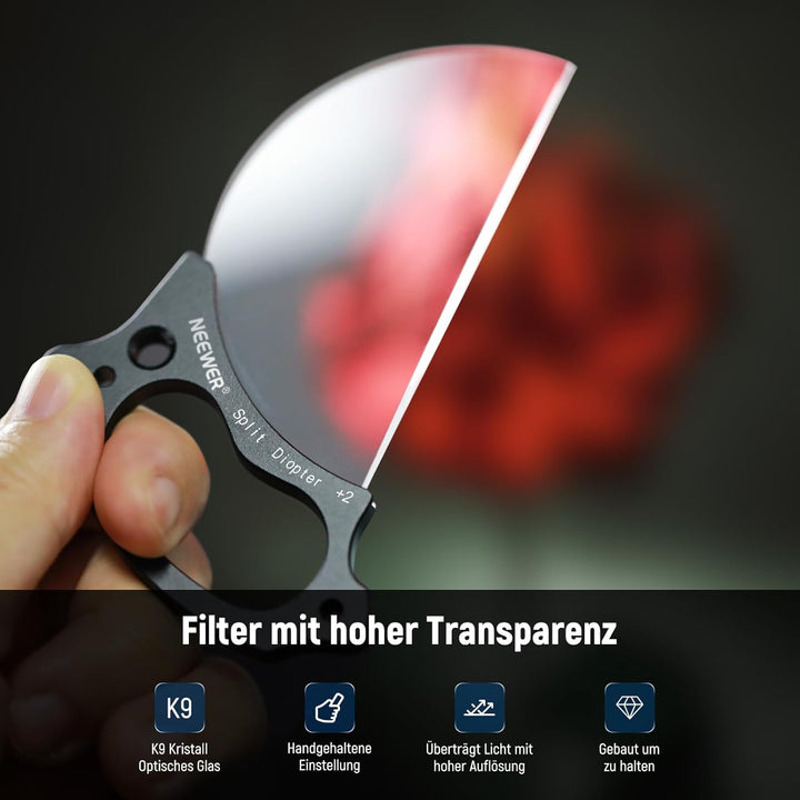 NEEWER 79mm Filter mit geteiltem Dioptrieneffekt, halbgewölbter Fotografie Prismenfilter mit Handgri