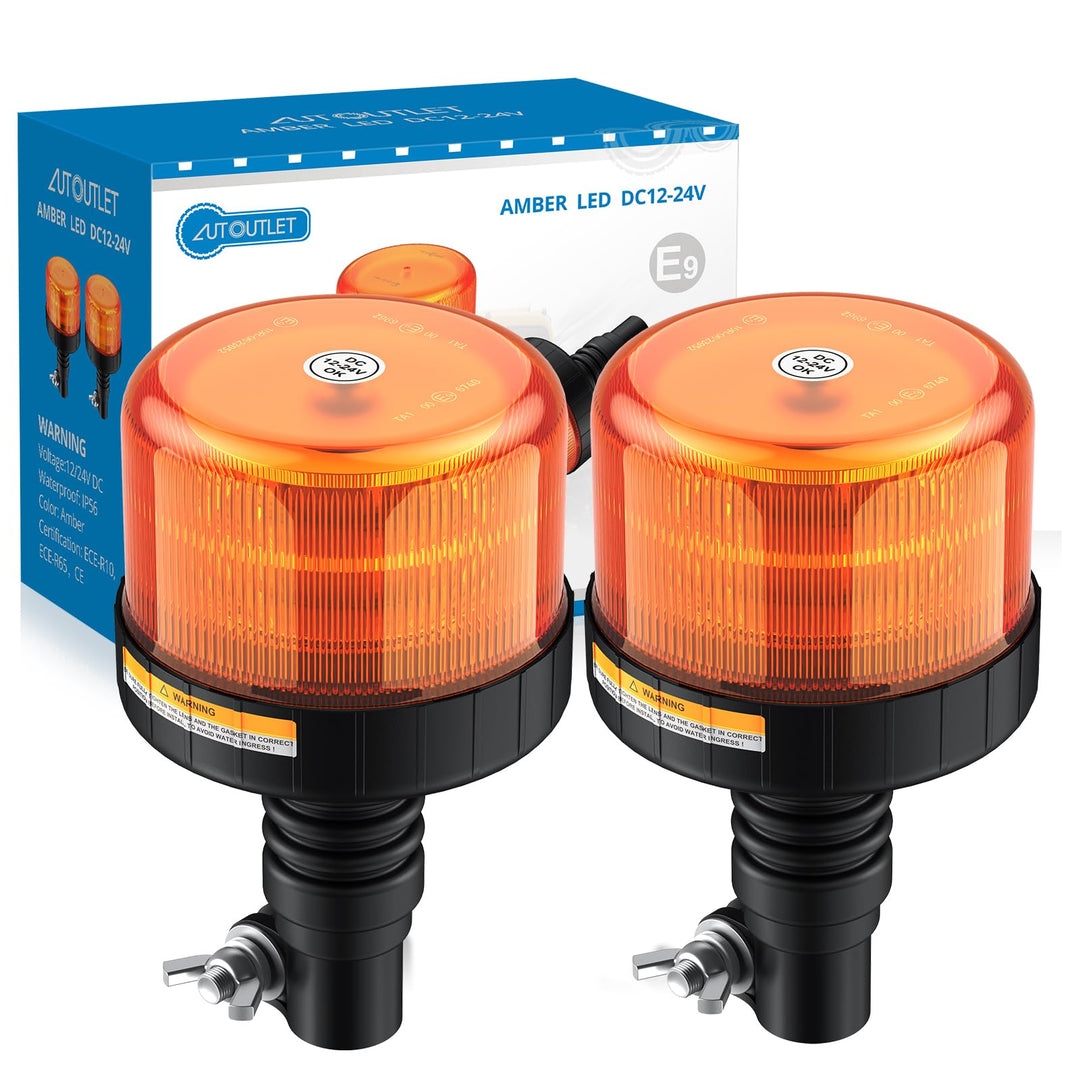 AUTOUTLET 2PCS Amber Rundumleuchte, 12 LEDs Warnleuchten 12-24V mit E9 Mark, IP56 Wasserdicht und 3