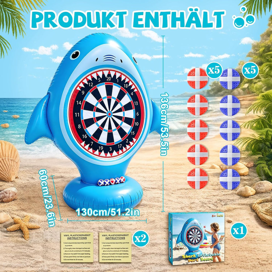Aufblasbare Dartscheibe für Pool, Wurfspiel mit 10 Klettbällen, Wasserspielzeug für Kinder Erwachsen