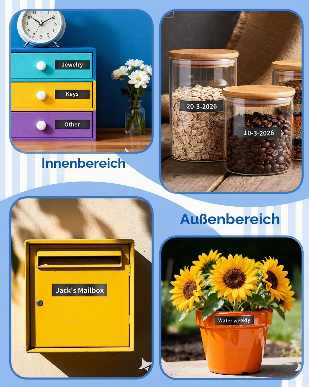 Oozmas Schriftband kompatibel mit Dymo D1 Weiss auf Schwarz 45021 12mm x 7m, Etikettenband kompatibe