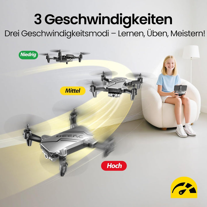 DEERC D20 Mini Drohne für Kinder mit 1080P Kamera, faltbarer RC Quadcopter mit FPV Live-Übertragung,