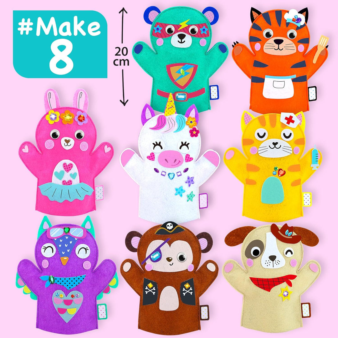 Einhorn Hand-Puppen Set für Kinder 5-8 Jahre - DIY Bastelkit - 8 Projekte - Kreatives Rollenspiel