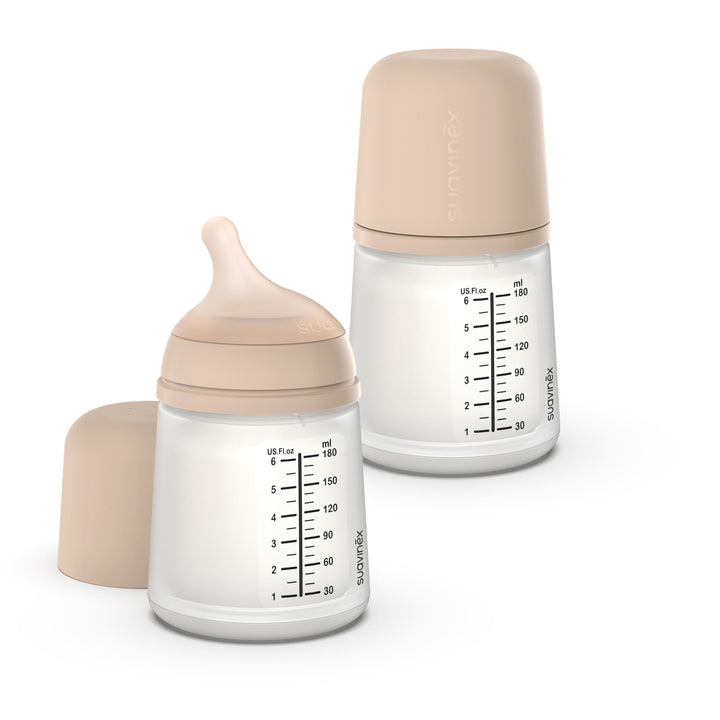 Suavinex, 2er Pack Anti-Colic Babyflasche Zero Zero, mit anpassbarem Silikon-Sauger (A), für Babys a