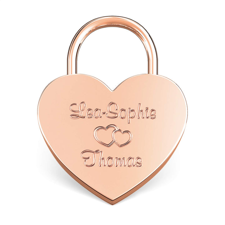 LIEBESSCHLOSS-FACTORY Herz-Schloss Rosé-Gold mit Gravur und Schlüssel, gratis Geschenkbox uvm. Jetzt