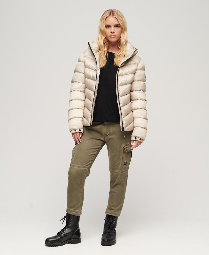 Superdry Damen Kapuzenjacke mit Fuji-polsterung Jacke 36 Pelican Beige, 36 Pelican Beige
