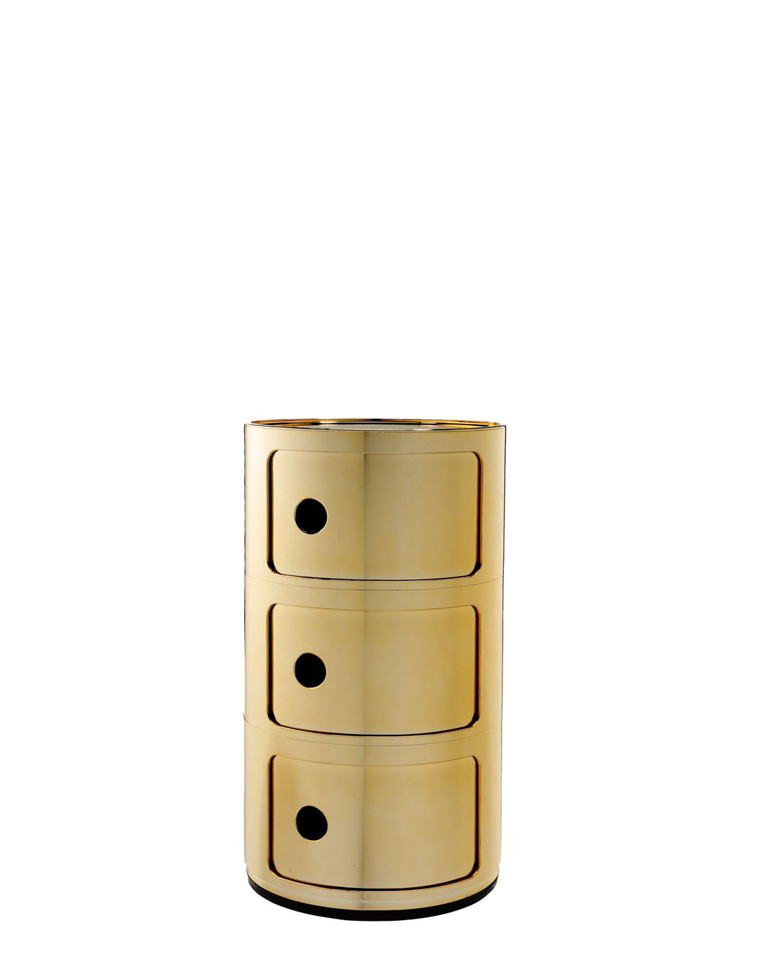 Kartell Componibili, 3 Elements, Gold, Runde Basis 3-fächer Gold, 3-fächer Gold