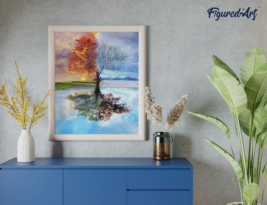 Figured'Art Diamond Painting Erwachsene 40x50cm Ganze Leinwand gerollt 4 Jahreszeiten Klassisch 5D B