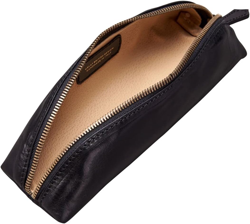 Maxwell Scott Italienisches Leder Federmäppchen Felice in Schwarz, Schwarz