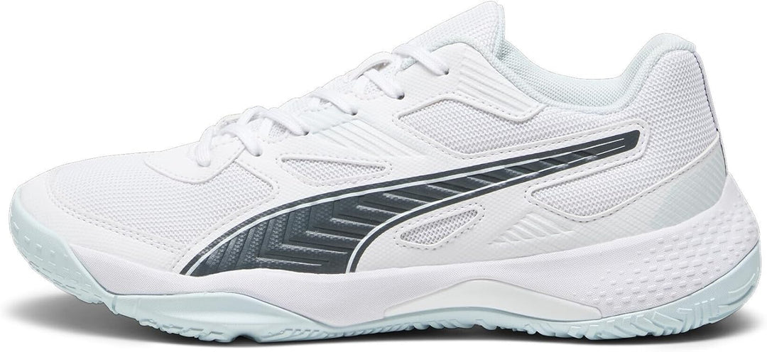 PUMA Unisex Solarflash Ii Indoor Court Shoe 38.5 EU Puma White Nitro Blue Shadow Gray, 38.5 EU Puma