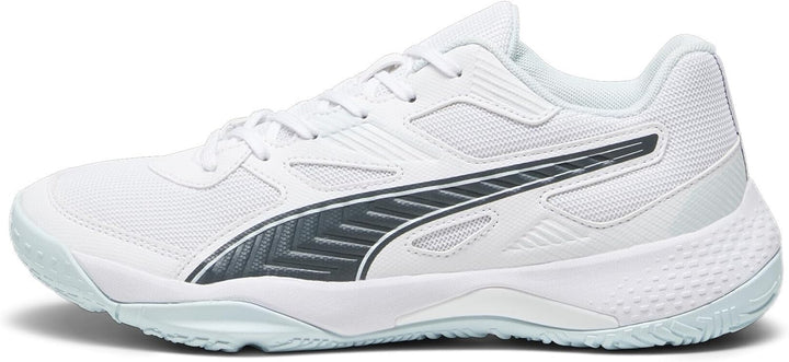 PUMA Unisex Solarflash Ii Indoor Court Shoe 38.5 EU Puma White Nitro Blue Shadow Gray, 38.5 EU Puma