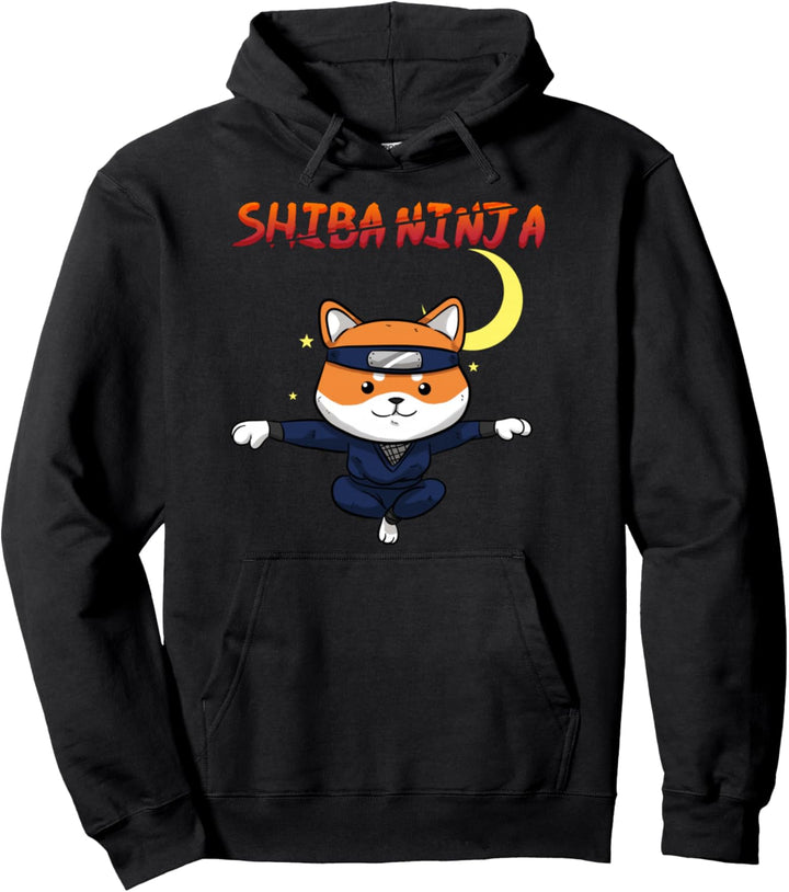 Lustiger Shiba Inu Uni Hund Fliegender Ninja Mond Kampf Pullover Hoodie